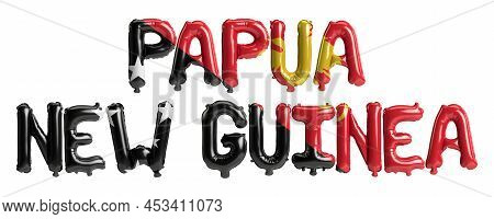3d Illustration Of Papue New Guinea-letter Balloons With Flags Color Isolated On White