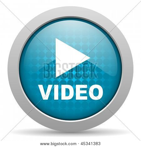 video mavi daire web parlak simgesi