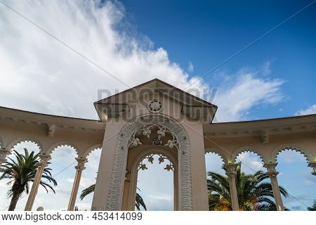 Abkhazia, September 29, 2019: The Colonnade In Gagra, Abkhazia, Caucasus