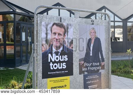 Paris, France - April 20, 2022 : The Banners With Candidates For President Elections 2022