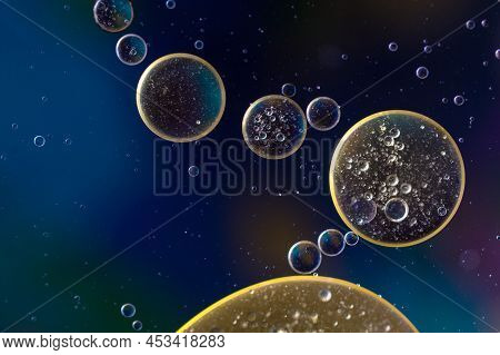 Air Bubbles In The Water Background.blue Tone.