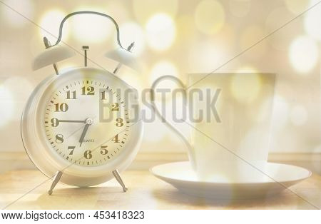 A Vintage Alarm Clock, Bokeh Lights Background