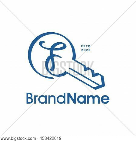 Modern And Abstract Illustration Logo Design Initial F Shaped Like A Key.