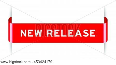 Red Color Inserted Label Banner With Word New Release On White Background