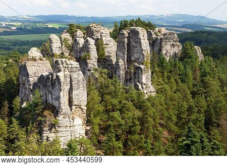 Hruboskalske Skalni Mesto Rock Panorama, Sandstone Rock City, Cesky Raj, Czech Or Bohemian Paradise,