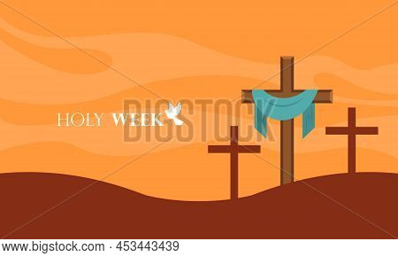 Flat Design Holy Week Concept Logo Vector