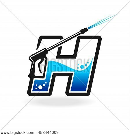 Power Wash Logo With Letter H Concept