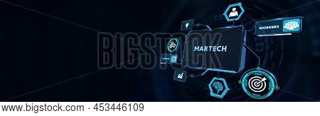 Martech Marketing Technology Concept On Virtual Screen Interface. Business, Technology, Internet And
