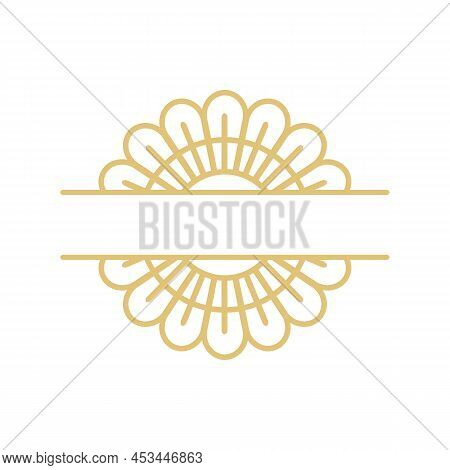 Abstract Flower Art With Space For Your Text, Circle Mandala Ornament, Line Art Styel Illustration -