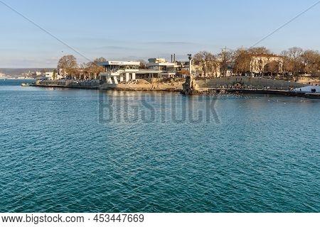 Sevastopol, Crimea - March 14, 2021: View Of Kornilov Embankment In Spring