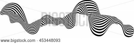 Abstract Black And White Stripe. Liquify Wave Line. Perspective Smooth Ribbon.