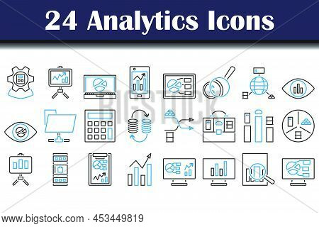 Analytics Icon Set. Editable Bold Outline With Color Fill Design. Vector Illustration.