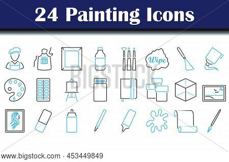 Painting Icon Set. Editable Bold Outline With Color Fill Design. Vector Illustration.