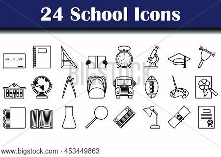 School Icon Set. Bold Outline Design With Editable Stroke Width. Vector Illustration.
