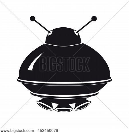 Ufo Icon, Spacecraft Of Alien. Vector Flat Black Color Style