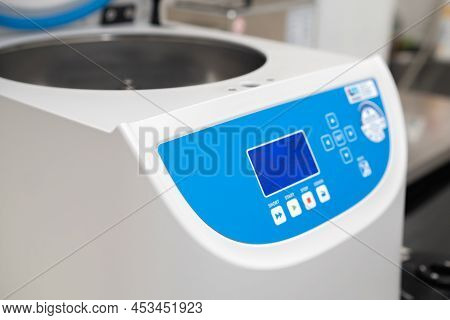 Opened Centrifuge For Sample Preparation And Phase Separation In Analytical Or Clinical Laboratory.