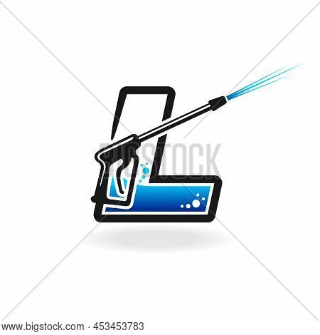 Power Wash Logo With Letter L Concept