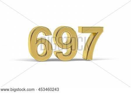 Golden 3d Number 697 - Year 697 Isolated On White Background - 3d Render