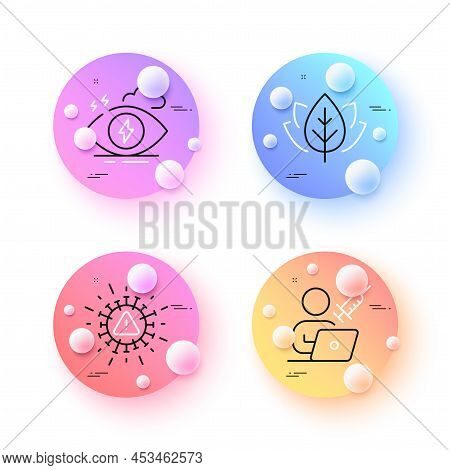 Coronavirus, Organic Tested And Stress Minimal Line Icons. 3d Spheres Or Balls Buttons. Vaccination 