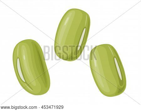 Green Lentil. Beans Icon. Vector Illustration Of Legumes In Cartoon Flat Style.