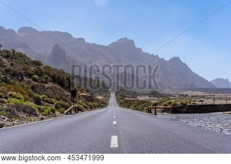 Beautiful Road Next To The Llano De Ucanca Viewpoint In The Teide Natural Park In Tenerife, Canary I