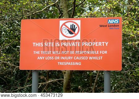 Crowthorne, United Kingdom, 20th April 2022:- A Sign Near Broadmoor High Security Hospital Reading T
