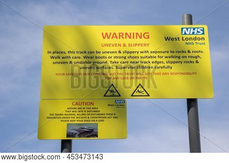 Crowthorne, United Kingdom, 20th April 2022:- A Sign Near Broadmoor High Security Hospital Reading W