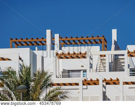 Spanish Resort White Buildings. Mojacar Village In Andalucia, Coast Almeria, Spain
