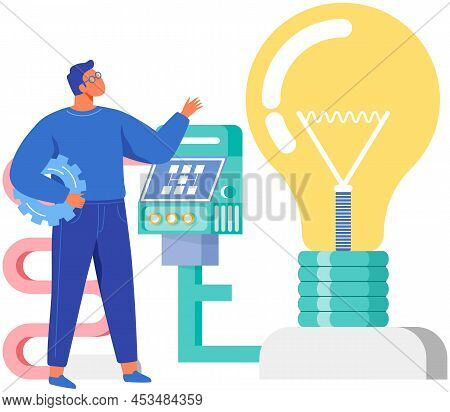 Work Mechanism With Built-in Light Bulb. Light Supply Equipment, Modern Lighting Technology. Technol