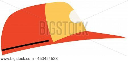 Colored Baseball Cap Isolated On White. Basic Hat Side View. Tennis Sports Goods Bright Design. Unis