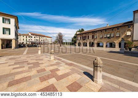 Main Town Square In Oderzo Called Piazza Grande (large Square). Small Town Of Roman And Medieval Ori