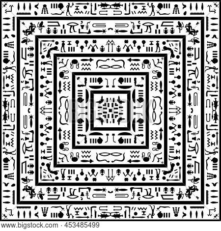 Egyptian Hieroglyphs Geometric Tribal Black And White Background.

Decorative Egyptian Hieroglyphs S