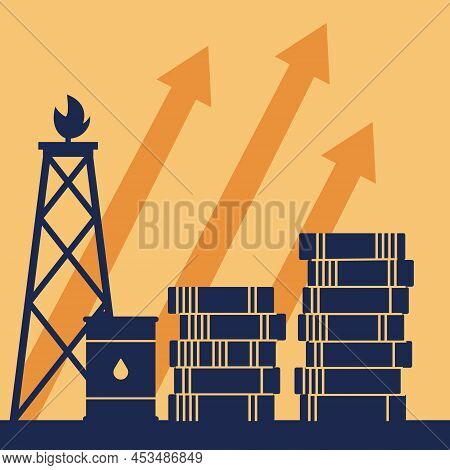 The Oil Price Is Rising Concept. Barrels Of Crude Oil Or Petroleum
