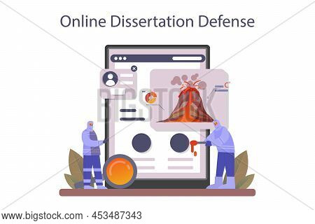 Volcanologist Online Service Or Platform. Geologist Studying The Processes