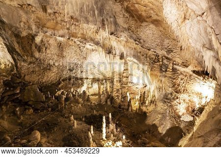 Beautiful View Of The Frasassi Caves, Grotte Di Frasassi, A Huge Karst Cave System In Italy.