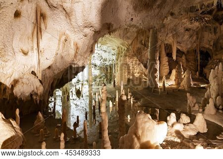 Beautiful View Of The Frasassi Caves, Grotte Di Frasassi, A Huge Karst Cave System In Italy.