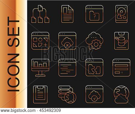 Set Line Social Network, Browser Window, Server, Data, Web Hosting, File Missing, Failed Access Clou