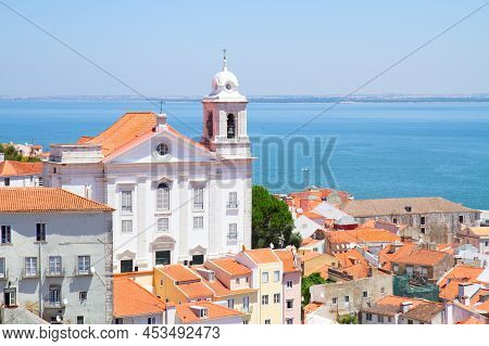 View Of Alfama Old Town Rooftops At Sunny Day, Lisbon, Portugal