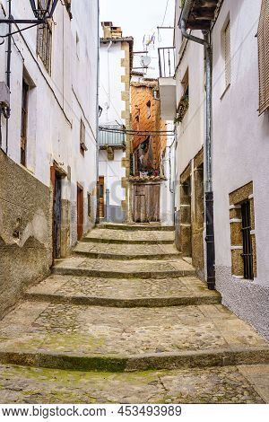 Narrow Alley With Stone Stairs In The Pretty Village Of Hervas.