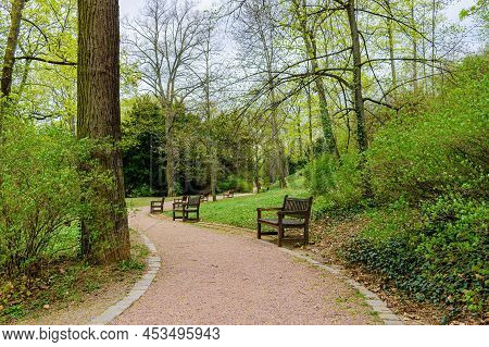 The Park, Path With Benches, Under The Walls Of Spilberk Fortress In Brno