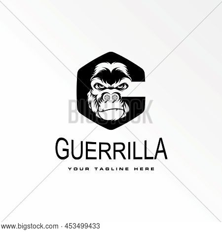 Gorilla Head In Angry Expression With In Hexagon Like Letter G Or C Font Image Graphic Icon Logo Des