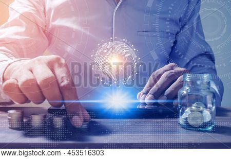 Online Banking Savings Concept, Online Investment Savings, Online Stock Investors, Internet Financia