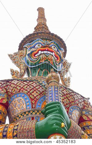 Opiekun Intrajit straży, wat Phra Kaew w Bangkoku, Tajlandia