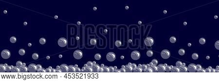 Soap Foam And Bubbles On Transparent Background. Vector Illustration.