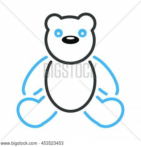 Teddy Bear Icon. Editable Bold Outline With Color Fill Design. Vector Illustration.