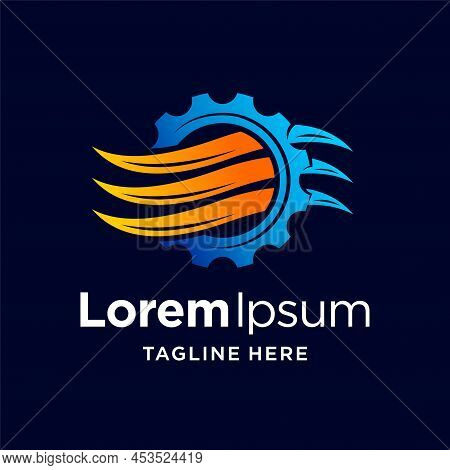 Hvac Logo With Machine Concept, Hvac Logo