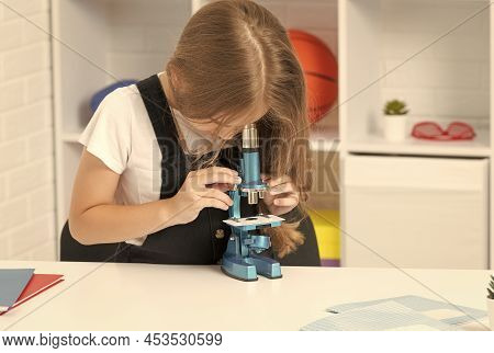Future Scientist Kid Looking Through Scope. Harness Scientific Method. Science And Childhood.