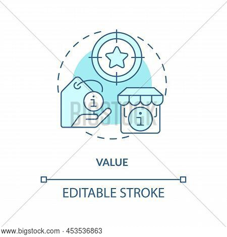 Value Turquoise Concept Icon. Product Usefulness. Lean Manufacturing Key Principle Abstract Idea Thi
