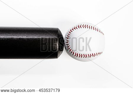American Sport Ideas. Closeup Image Of Laquered Wooden Brown American Baseball Bat Along With Clean