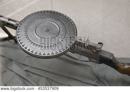 Soviet Machine Gun (degtyaryov) . Close Up View .  Weapons Of World War 2  Concept
